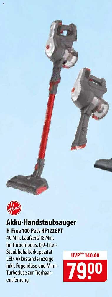Akku-Handstaubsauger H-Free 100 Pets HF122GPT