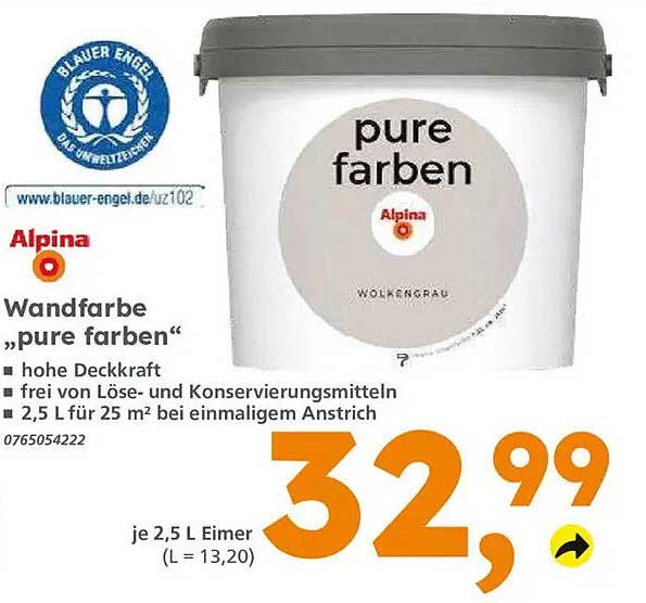 Alpina Wandfarbe „pure farben“