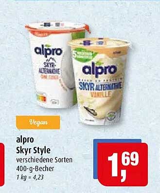 alpro Skyr Style verschiedene Sorten 400-g-Becher 1 kg = 4,23
