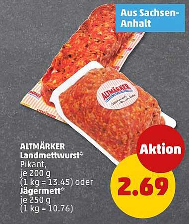 ALTMÄRKER Landmettwurst* Pikant, je 200 g (1 kg = 13.45) oder Jägermett** je 250 g (1 kg = 10.76)