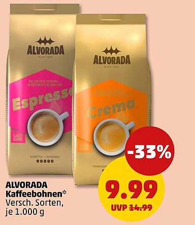 ALVORADA Kaffeebohnen* Versch. Sorten, je 1.000 g