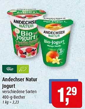 Andechser Natur Jogurt verschiedene Sorten 400-g-Becher