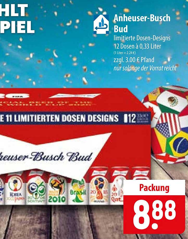 Anheuser-Busch Bud limitierte Dosen-Designs 12 Dosen à 0,33 Liter