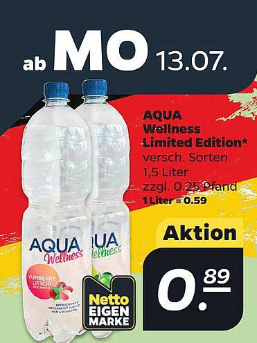 AQUA Wellness Limited Edition* versch. Sorten 1,5 Liter zzgl. 0,25 Pfand 1 Liter = 0.59