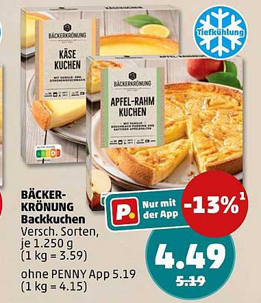 BÄCKER-KRÖNUNG Backkuchen Versch. Sorten, je 1.250 g (1 kg = 3.59)