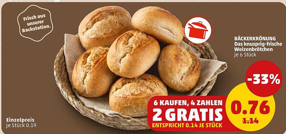 BÄCKERKRÖNUNG Das knusprig-frische Weizenbrötchen je 6 Stück