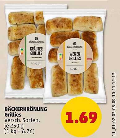 BÄCKERKRÖNUNG Grillies Versch. Sorten, je 250 g (1 kg = 6.76)