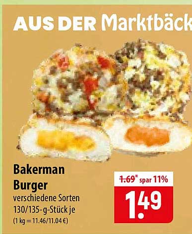 Bakerman Burger verschiedene Sorten 130/135-g-Stück je