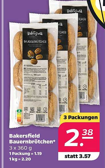 Bakersfield Bauernbrötchen* 3 x 360 g