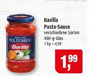 Barilla Pasta-Sauce verschiedene Sorten 400 g-Glas 1 kg = 4,98