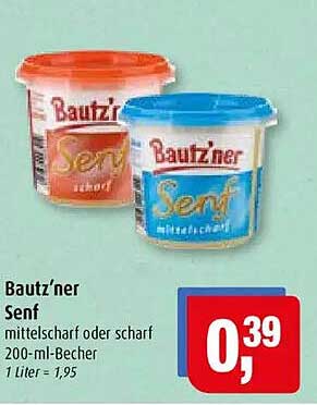 Bautz'ner Senf mittelscharf oder scharf 200-ml-Becher