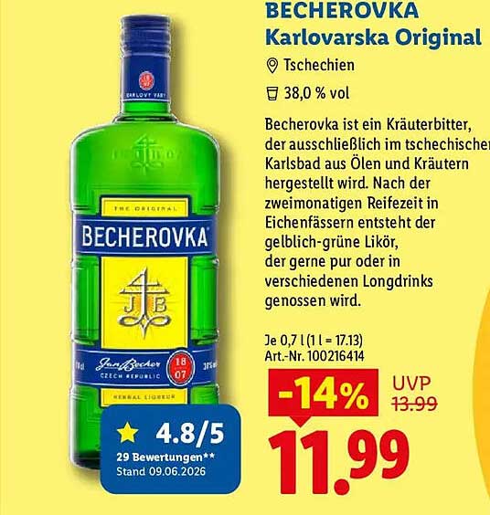 BECHEROVKA Karlovarska Original