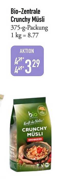 Bio-Zentrale Crunchy Müsli 375-g-Packung 1 kg = 8.77