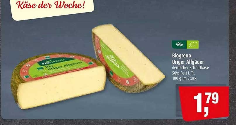 Biogreno Uriger Allgäuer deutscher Schnittkäse