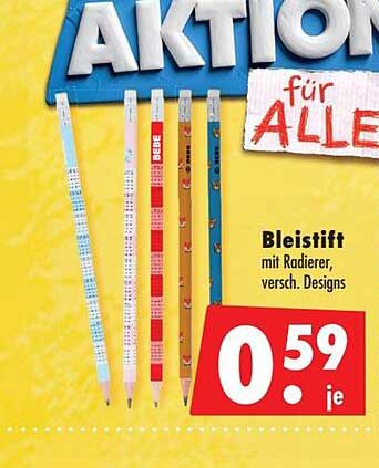 Bleistift mit Radierer, versch. Designs
