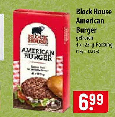 Block House American Burger gefroren 4 x 125-g-Packung (1 kg = 13.98 €)