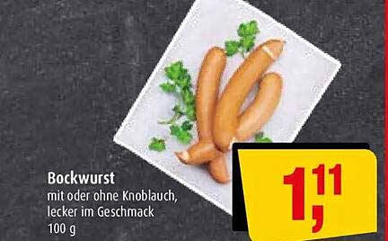 Bockwurst mit oder ohne Knoblauch, lecker im Geschmack 100 g