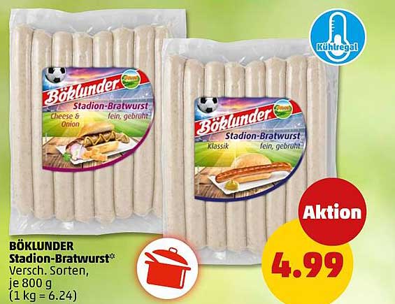 BÖKLUNDER Stadion-Bratwurst* versch. Sorten, je 800 g (1 kg = 6.24)