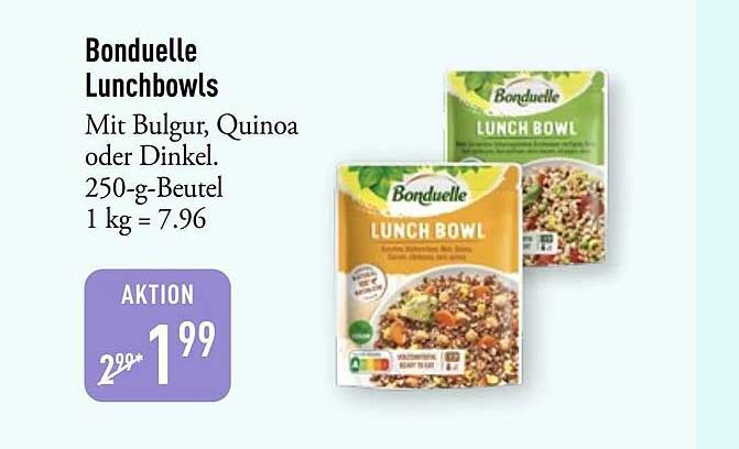 Bonduelle Lunchbowls Mit Bulgur, Quinoa oder Dinkel. 250-g-Beutel 1 kg = 7.96