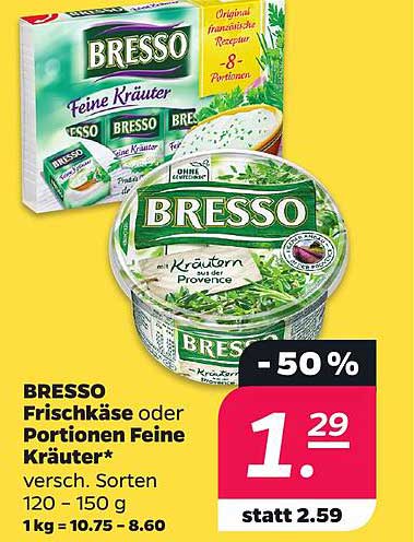 BRESSO Frischkäse oder Portionen Feine Kräuter*
