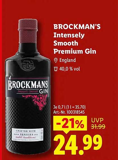 BROCKMAN’S Intensely Smooth Premium Gin