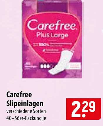 Carefree Slipeinlagen verschiedene Sorten 40–56er-Packung je