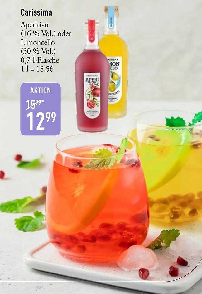 Carissima Aperitivo (16 % Vol.) oder Limoncello (30 % Vol.) 0,7-l-Flasche
