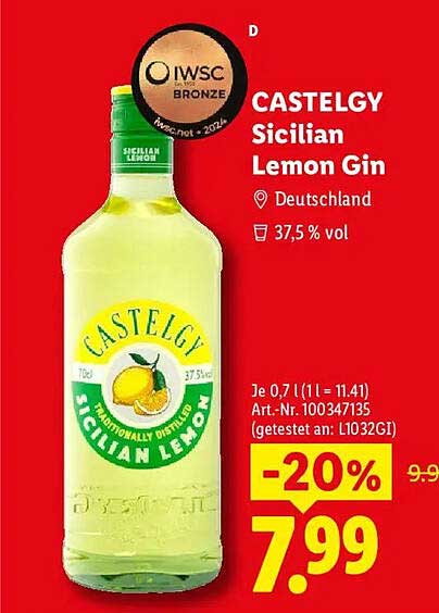 CASTEGY Sicilian Lemon Gin