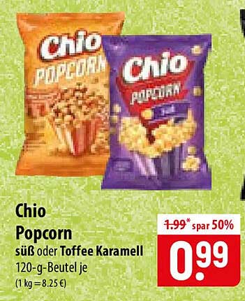 Chio Popcorn süß oder Toffee Karamell 120-g-Beutel je