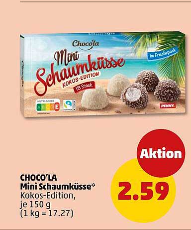 CHOCO'LA Mini Schaumküsse* Kokos-Edition, je 150 g (1 kg = 17.27)