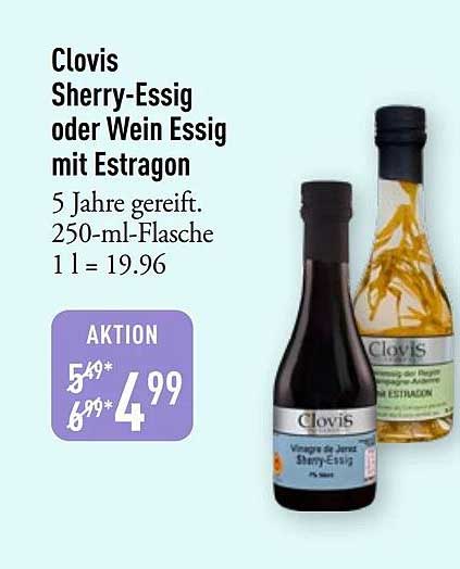 Clovis Sherry-Essig oder Wein Essig mit Estragon