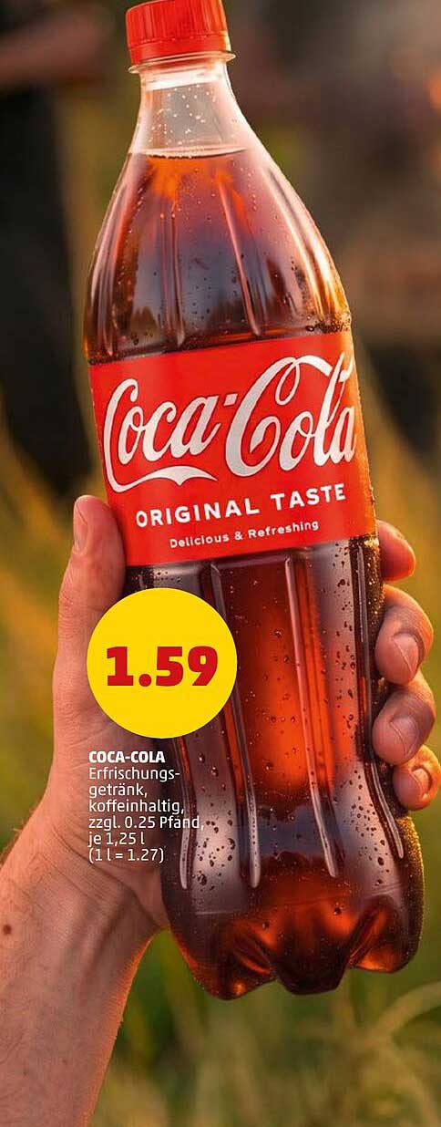 Coca-Cola Erfrischungsgetränk, koffeinhaltig, zzgl. 0.25 Pfand, je 1,25 l