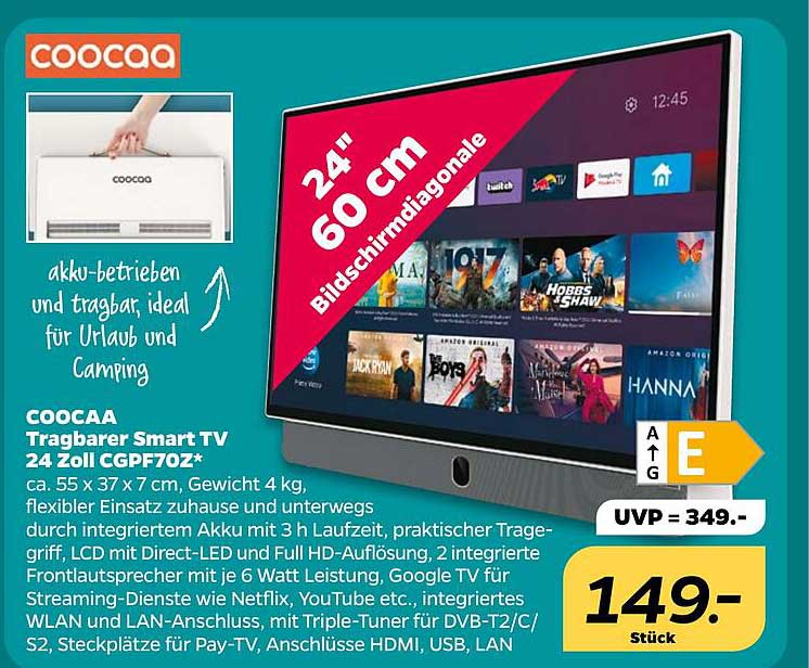 COOCAA Tragbarer Smart TV 24 Zoll CGPF70Z*