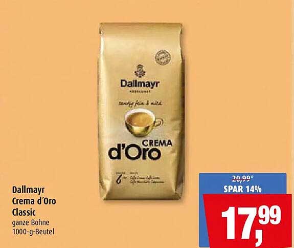 Dallmayr Crema d’Oro Classic ganze Bohne 1000-g-Beutel
