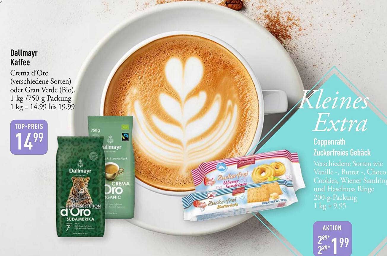 Dallmayr Kaffee Crema d’Oro (verschiedene Sorten) oder Gran Verde (Bio). 1-kg-/750-g-Packung