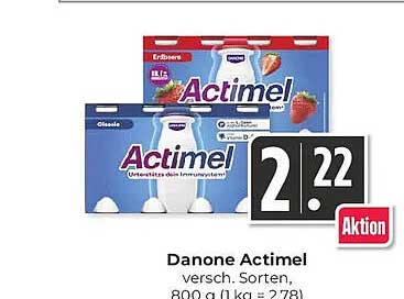 Danone Actimel verschied. Sorten 800 g (1 kg = 2,78)