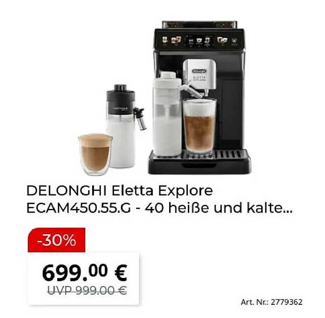 DELONGHI Eletta Explore ECAM450.55.G - 40 heiße und kalte...