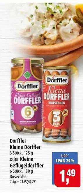 Dörffler Kleine Dörffler 3 Stück, 125 g oder Kleine Geflügeldörffler 6 Stück, 180 g Dose/Glas
