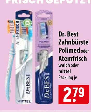 Dr. Best Zahnbürste Polimed oder Atemfrisch weich oder mittel Packung je