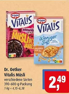 Dr. Oetker Vitalis Müsli verschiedene Sorten 390-600-g-Packung