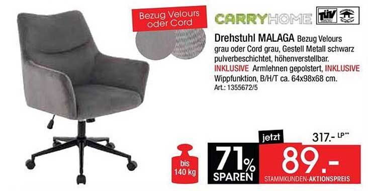 Drehstuhl MALAGA Bezug Velours