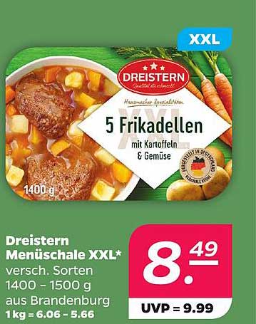 Dreistern Menüschale XXL* versch. Sorten 1400 - 1500 g aus Brandenburg 1 kg = 6.06 - 5.66