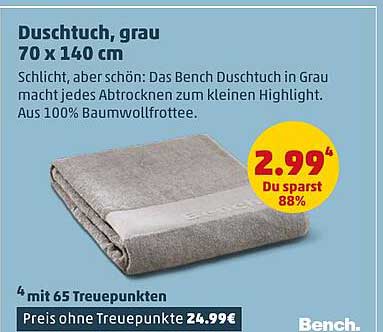 Duschtuch, grau 70 x 140 cm