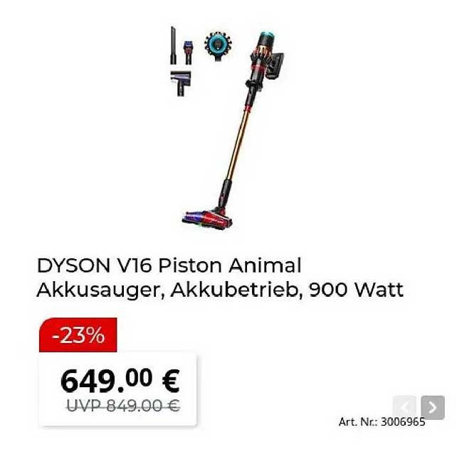 DYSON V16 Piston Animal Akkusauger, Akkubetrieb, 900 Watt