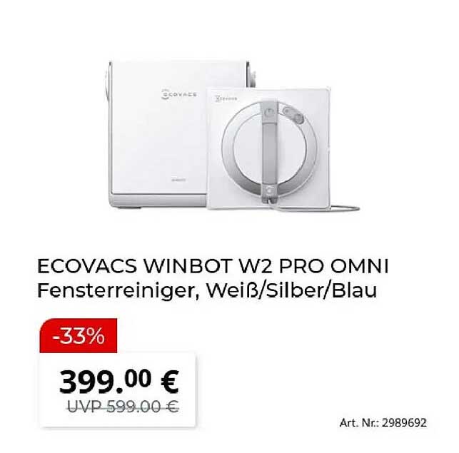 ECOVACS WINBOT W2 PRO OMNI Fensterreiniger, Weiß/Silber/Blau