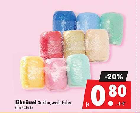 Eiknäuel 3 x 20 m, versch. Farben