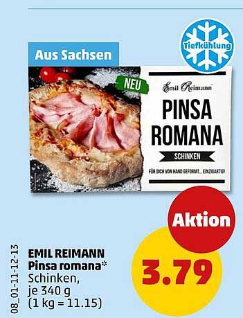 EMIL REIMANN Pinsa romana* Schinken, je 340 g (1 kg = 11.15)