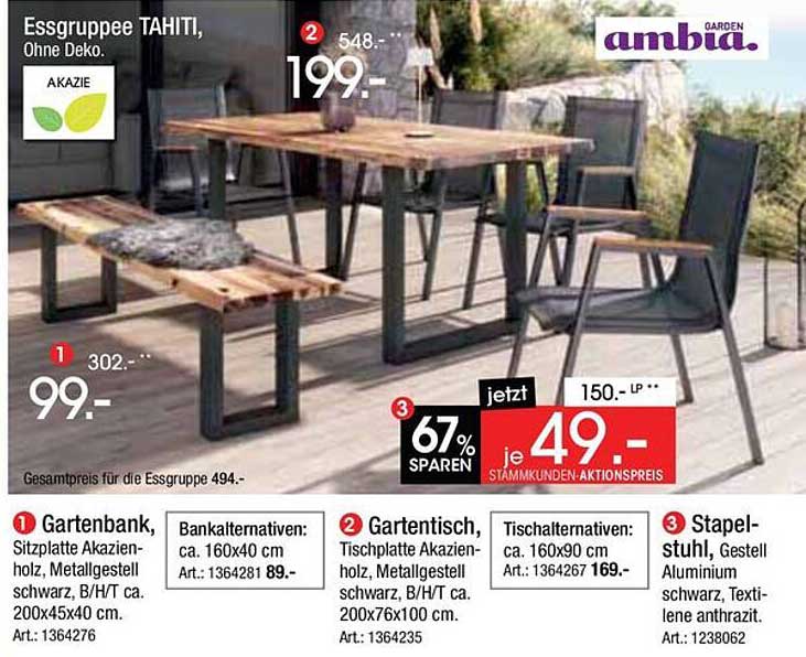 Essgruppe TAHITI, Ohne Deko.