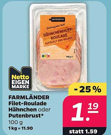 FARMLÄNDER Filet-Roulade Hähnchen oder Hähnchenbrust*