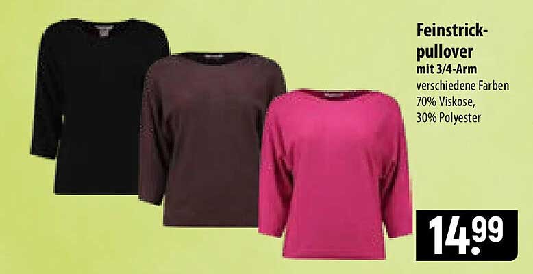 Feinstrick-pullover mit 3/4-Arm